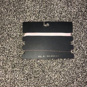 Light pink velvet choker and gold chain choker